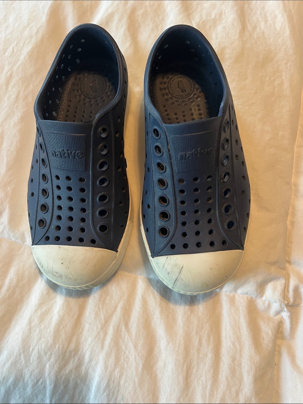 Native Navy Slip-On Shoes with White Toe Caps